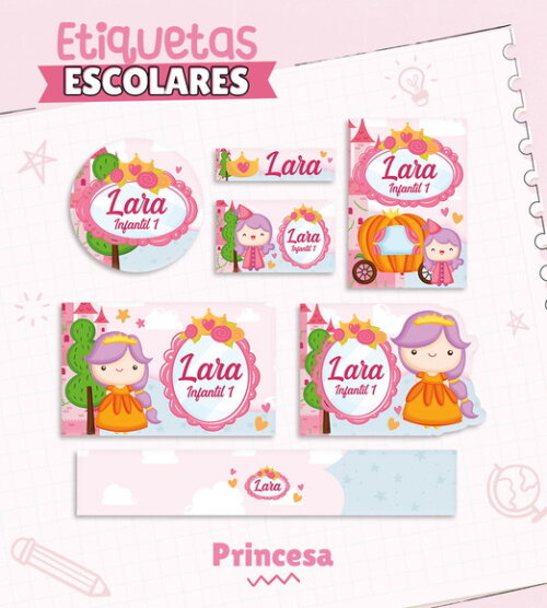 Etiquetas Escolares Personalizadas - Princesa