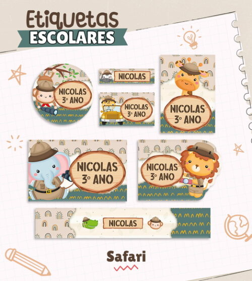 Etiquetas Escolares Personalizadas - Safari