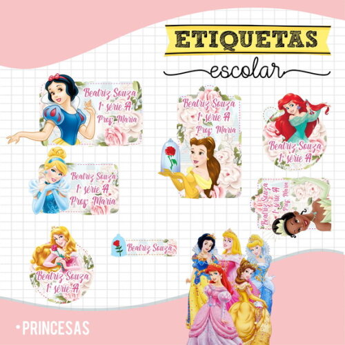 Etiquetas Escolares Personalizadas - Princesas