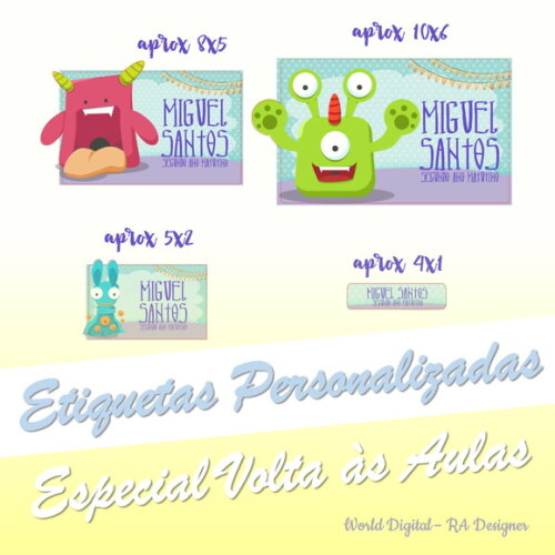 Etiquetas Escolares Personalizadas -Monstrinhos