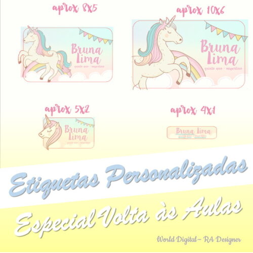 Etiquetas Escolares Personalizadas -Unicórnio