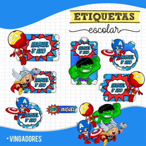 Etiquetas Escolares Personalizadas - Vingadores