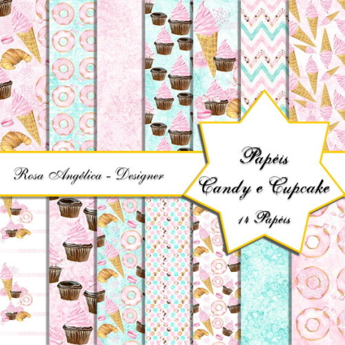 Kit Arquivo Digital - Papéis Candy e Cupcake