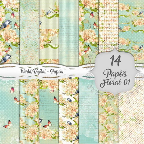 Kit Arquivo Digital - Papéis Floral 01