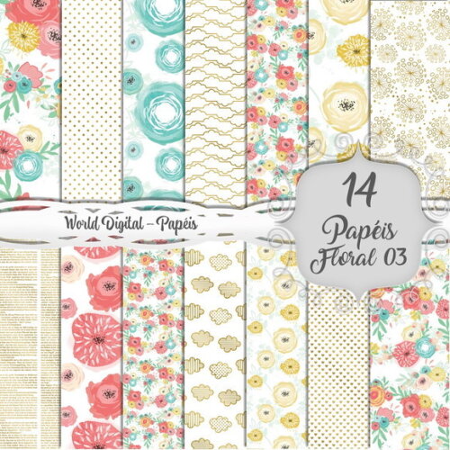 Kit Arquivo Digital - Papéis Floral 03