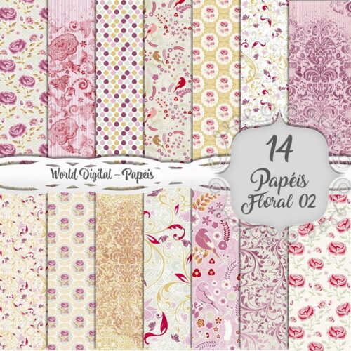 Kit Arquivo Digital - Papéis Floral 02