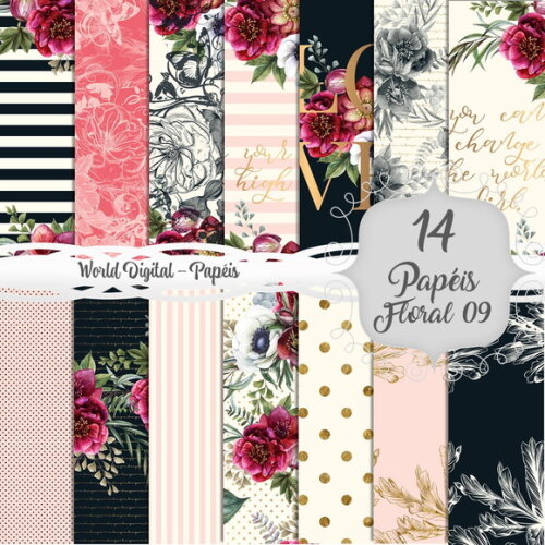 Kit Arquivo Digital - Papéis Floral 09