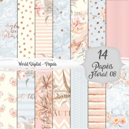 Kit Arquivo Digital - Papéis Floral 08