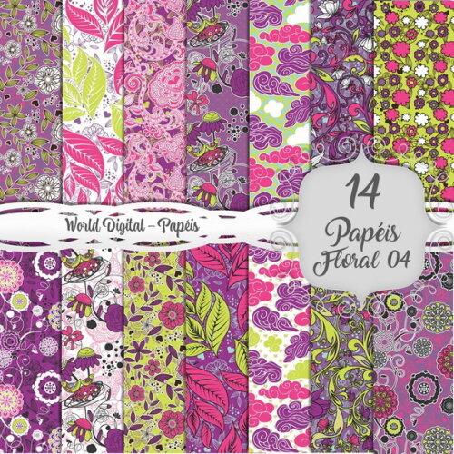 Kit Arquivo Digital - Papéis Floral 04