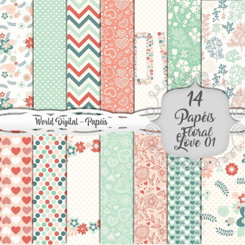 Kit Arquivo Digital - Papéis Floral Love 01