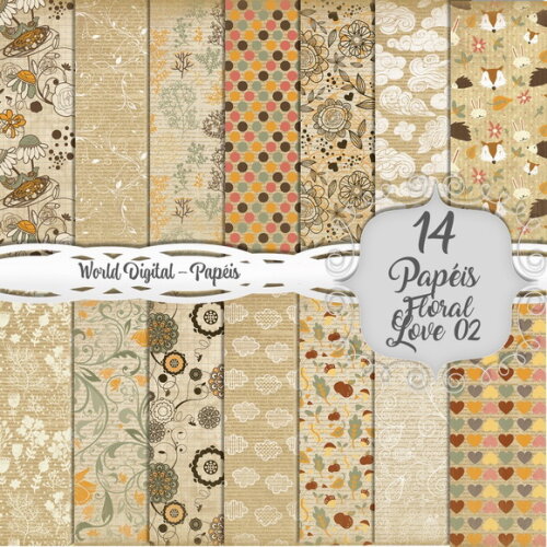 Kit Arquivo Digital - Papéis Floral Love 02