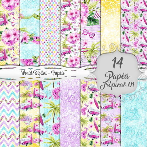 Kit Arquivo Digital - Papéis Tropical 01