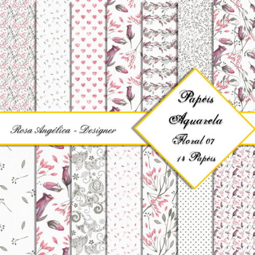 Kit Arquivo Digital Aquarela - Floral 07