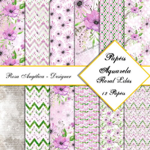 Kit Arquivo Digital Aquarela - Floral Lilas