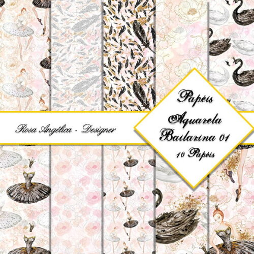 Kit Arquivo Digital Aquarela - Papéis Bailarina 01