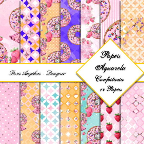 Kit Arquivo Digital Aquarela - Papéis Confeitaria