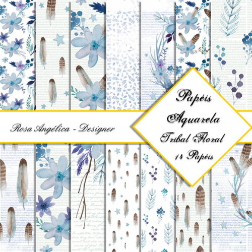 Kit Arquivo Digital Aquarela - Tribal Floral