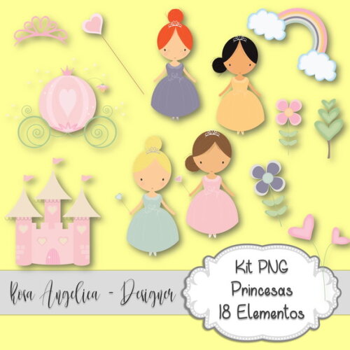 Kit Arquivo Digital em Png - Princesas