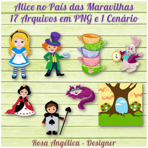 Kit Arquivo Digital em PNG Alice no País Maravilhas