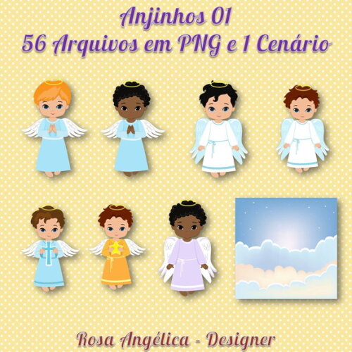 Kit Arquivo Digital em PNG Anjinhos 01