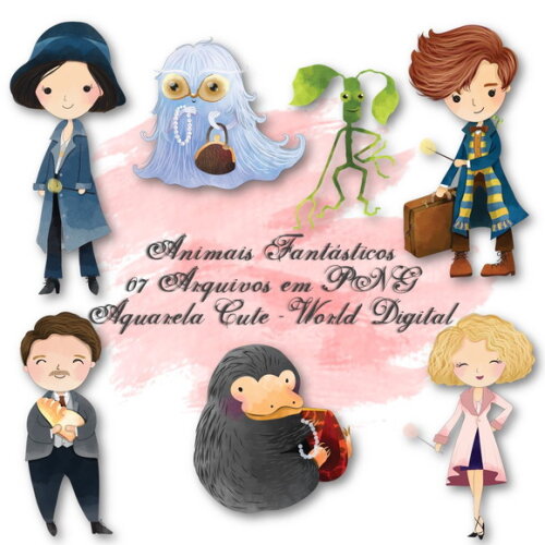 Kit Arquivo Digital em PNG Aquarela Cute Animais Fantástico