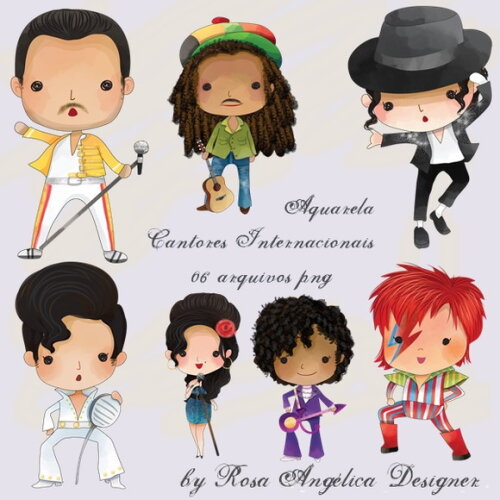 Kit Arquivo Digital em PNG Aquarela Cute Cantores Inter
