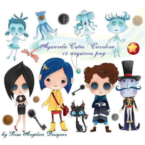 Kit Arquivo Digital em PNG Aquarela Cute Caroline