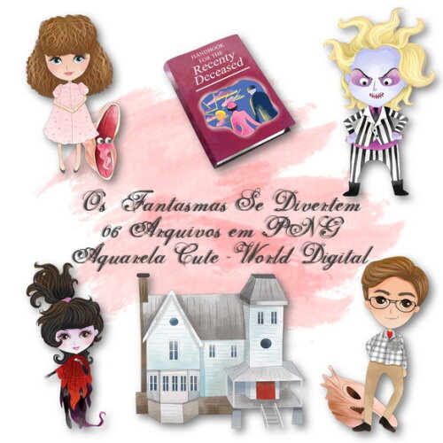 Kit Arquivo Digital em PNG Aquarela Cute Fantasmas Divertem
