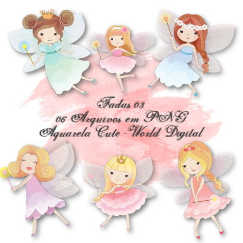 Kit Arquivo Digital em PNG Aquarela Cute Fadas 03
