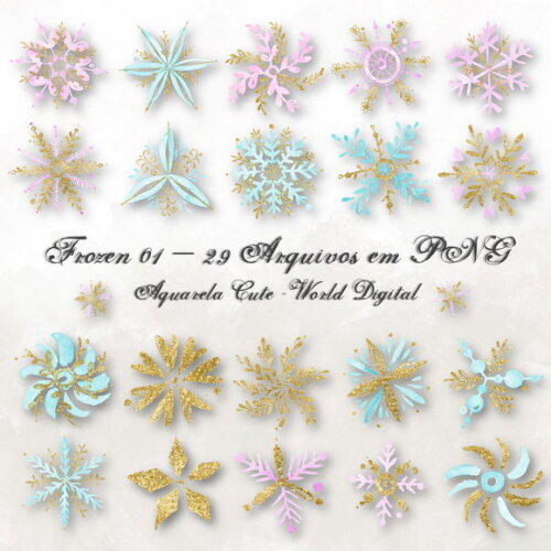 Kit Arquivo Digital em PNG Aquarela Cute Frozen 01