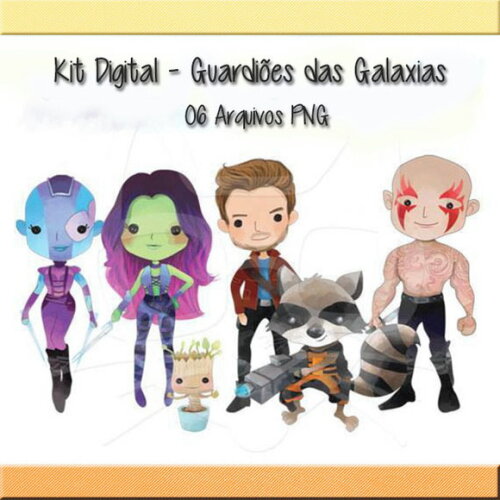 Kit Arquivo Digital em PNG Aquarela Cute Guardiões Galaxias