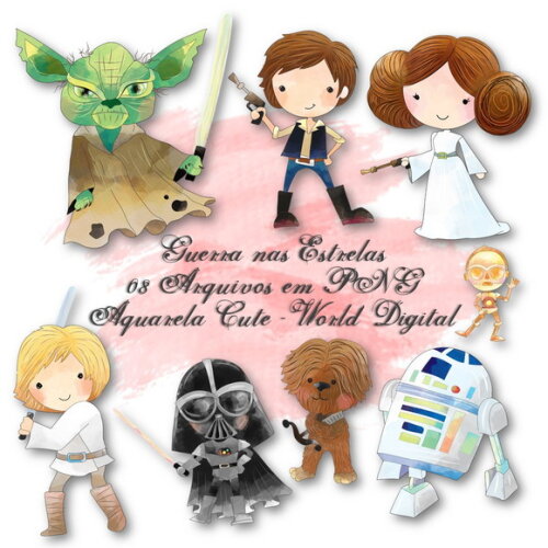 Kit Arquivo Digital em PNG Aquarela Cute Guerra nas Estrelas