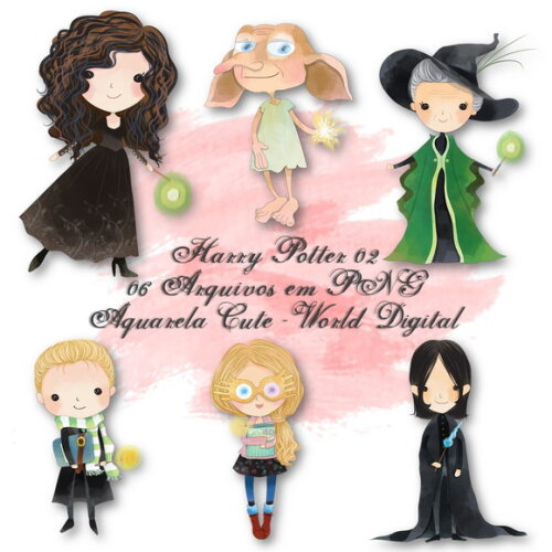 Kit Arquivo Digital em PNG Aquarela Cute Harry Potter 02
