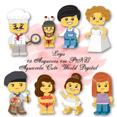 Kit Arquivo Digital em PNG Aquarela Cute Lego
