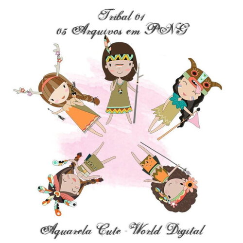 Kit Arquivo Digital em PNG Aquarela Cute Tribal 01