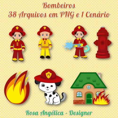 Kit Arquivo Digital em PNG Bombeiro