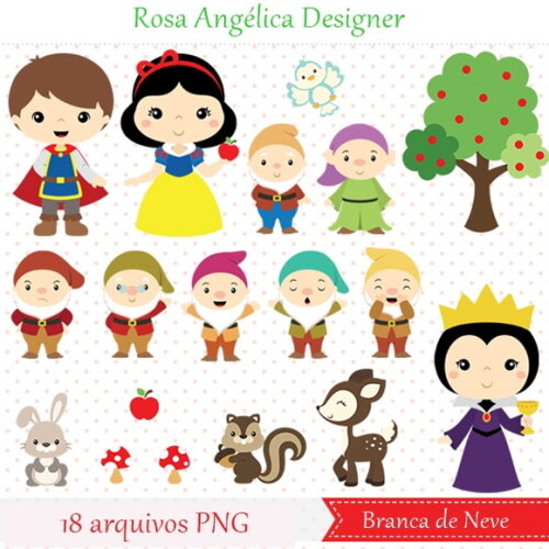Kit Arquivo Digital em PNG Branca de Neve