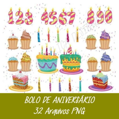Kit Arquivo Digital em PNG Bolo de Aniversàrio