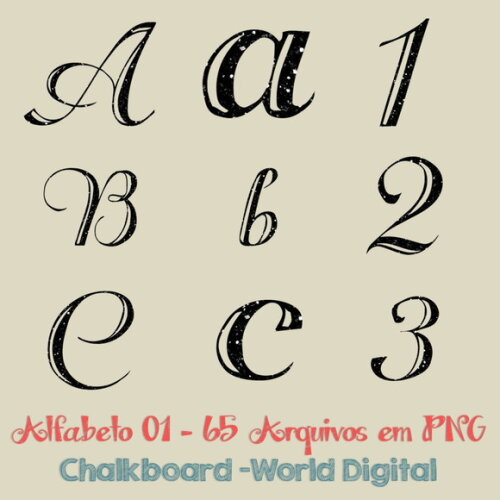 Kit Arquivo Digital em PNG Chalkboard Alfabeto 01