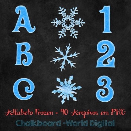 Kit Arquivo Digital em PNG Chalkboard Alfabeto Frozen