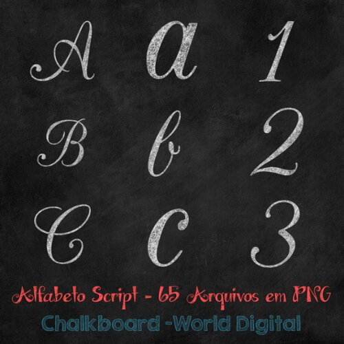 Kit Arquivo Digital em PNG Chalkboard Alfabeto Script