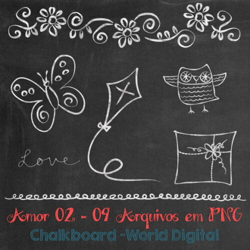 Kit Arquivo Digital em PNG Chalkboard Amor 02
