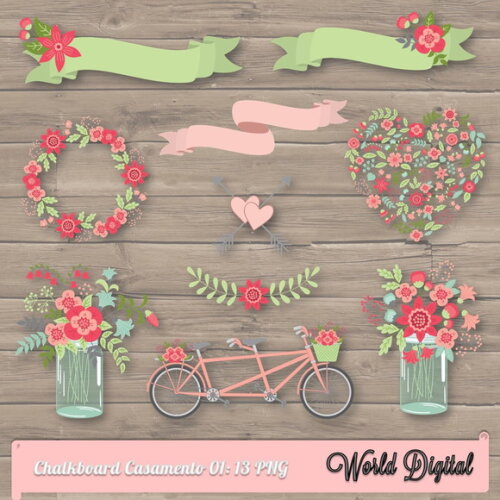 Kit Arquivo Digital em PNG Chalkboard Casamento 01