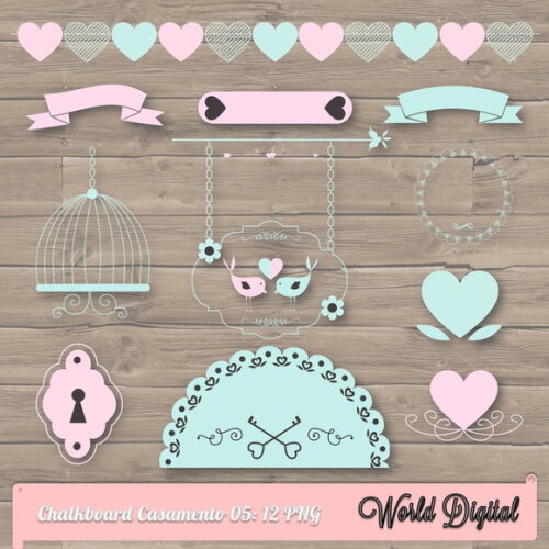 Kit Arquivo Digital em PNG Chalkboard Casamento 02