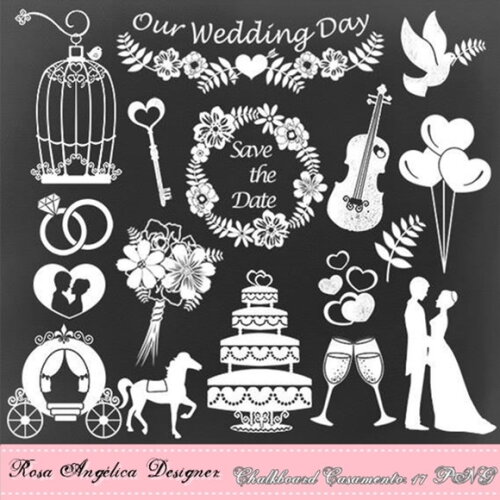 Kit Arquivo Digital em PNG Chalkboard Casamento