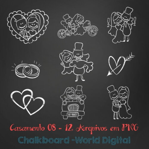 Kit Arquivo Digital em PNG Chalkboard Casamento 08
