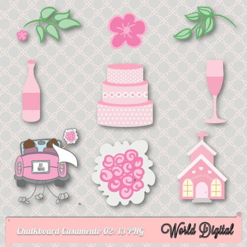 Kit Arquivo Digital em PNG Chalkboard Casamento 05