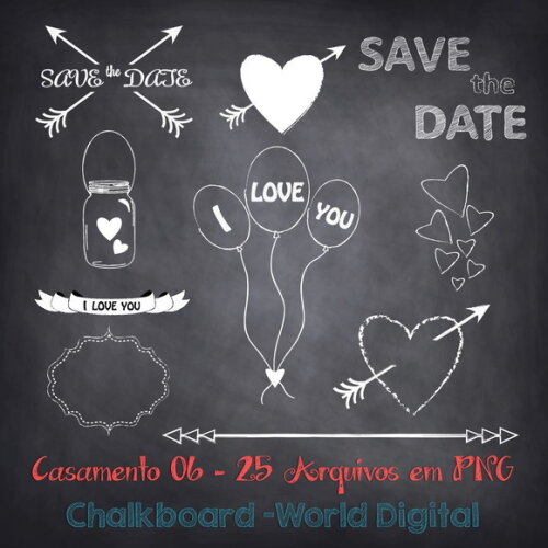 Kit Arquivo Digital em PNG Chalkboard Casamento 06