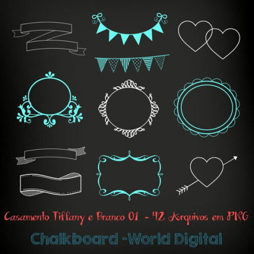 Kit Arquivo Digital em PNG Chalkboard Casamento Tiffany Br 1