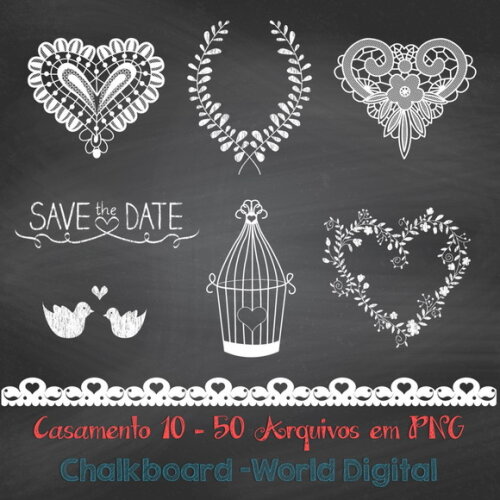 Kit Arquivo Digital em PNG Chalkboard Casamento 10